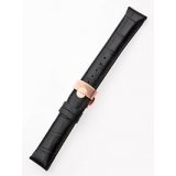 Perigaum Leather Strap 22 x 175 mm Black Rose Folding Clasp