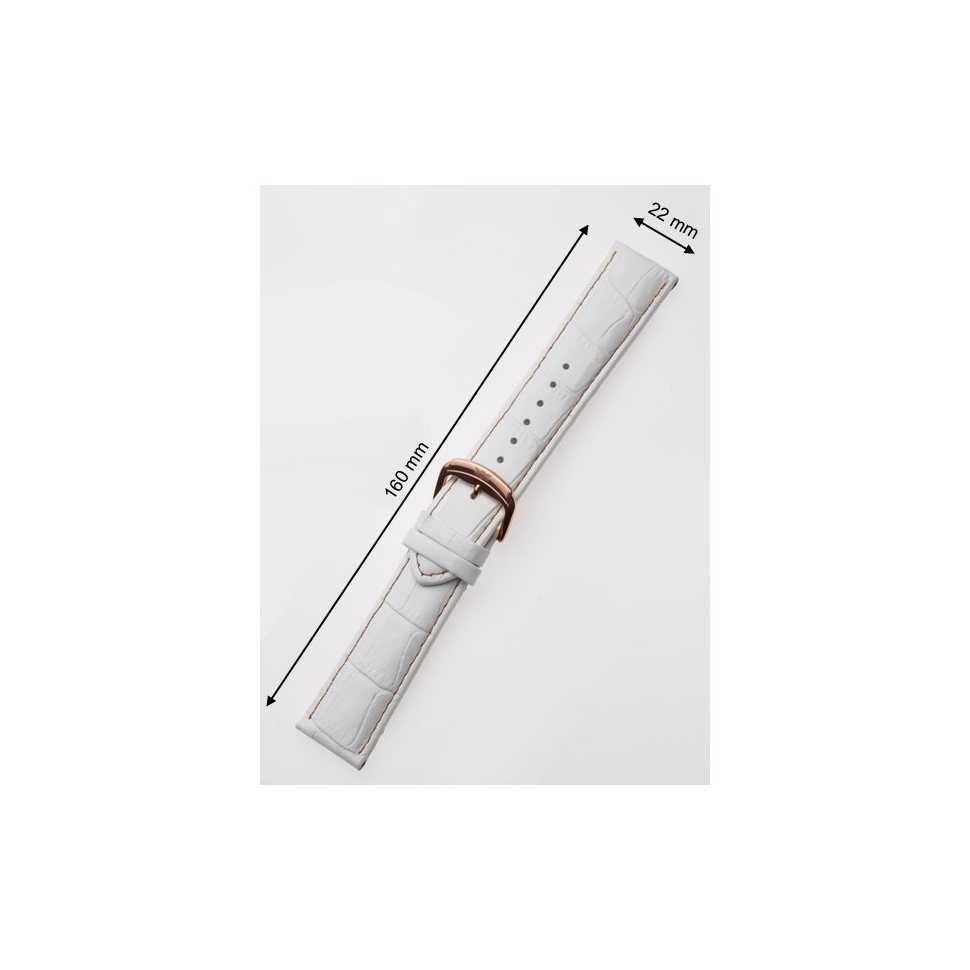 Perigaum Leather Strap 22 x 160 mm White Rose Clasp