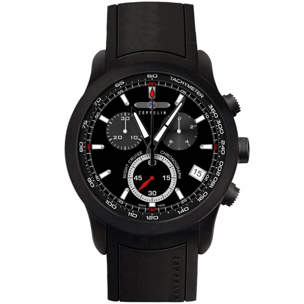 Zeppelin Night Cruise 7290-2 Men's Watch Black Chronograph 43 mm