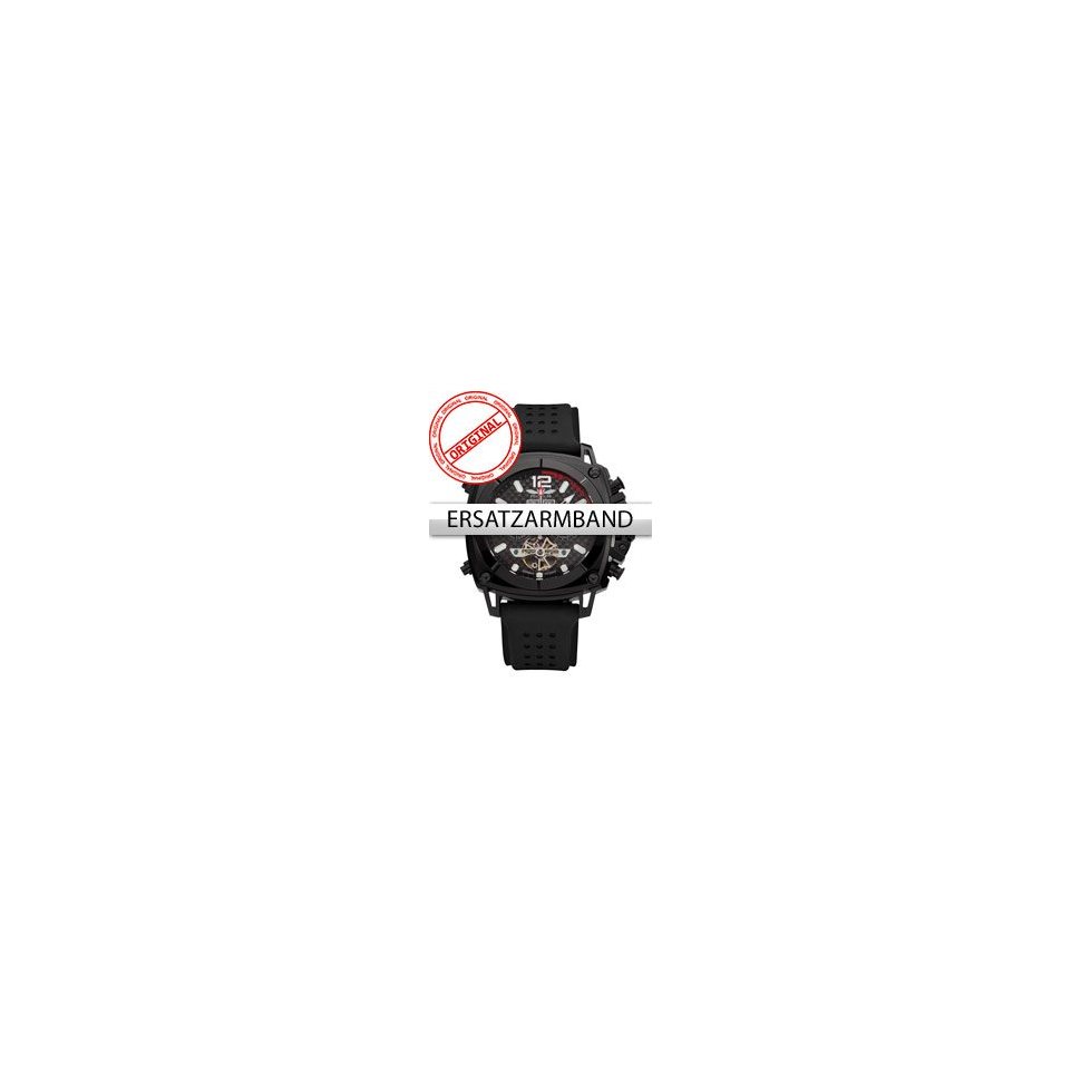 Perigaum Replacement Strap silicon P-1001 Black without Clasp 24 mm