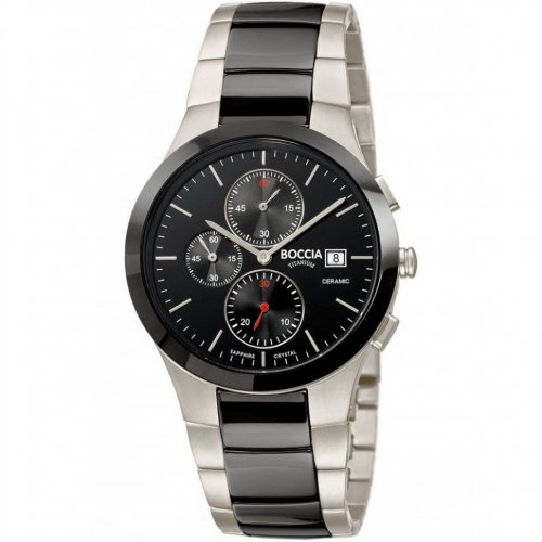 Boccia 3748-01 men`s watch chronograph ceramic titanium 39mm 5ATM