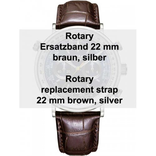 Rotary leather strap brown 22 mm lug width ref. 29163