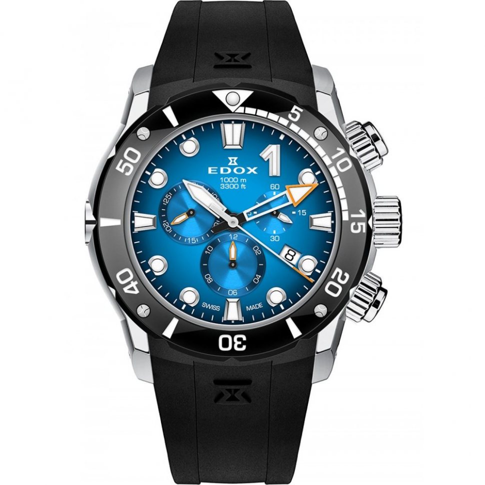 Edox 10242-TIN-BUIDN CO-1 Chronograph Mens Watch 45mm 100ATM
