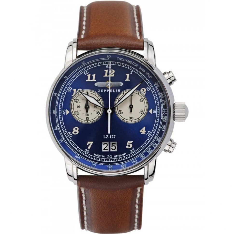 Zeppelin 8684-3 Mens Watch LZ127 Graf Zeppelin Chronograph 40mm 5ATM