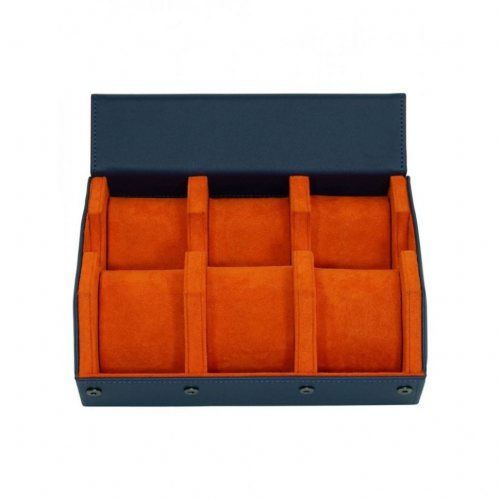 Rothenschild RS-3178-6-BLU-ORG Watch Storage Box Blue-Orange [6 